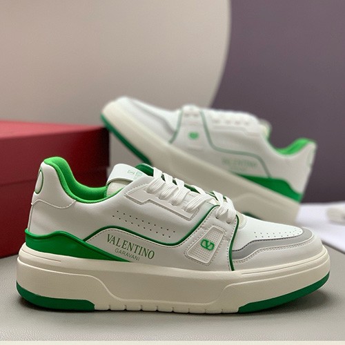 [홍콩명품.Valentino] 발렌티노 25SS 로고 남여 레더 가죽 스니커즈 운동화 (화이트-그린), SE4802, PMD, 명품스니커즈,운동화,구두,로퍼,하이탑,신발