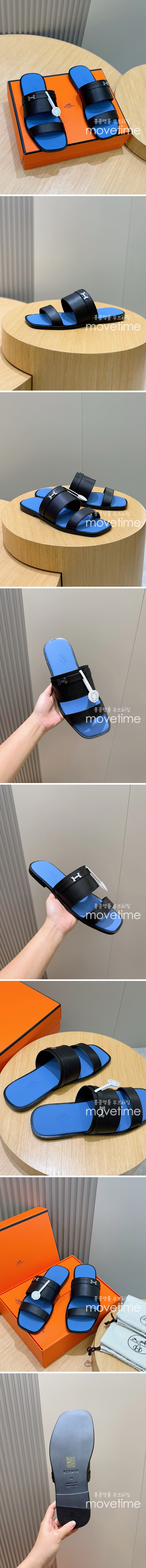 [홍콩명품.Hermes] 에르메스 25SS 로고 PARIS 샌들 슬리퍼 (블랙-블루), SE4847, S2, 명품스니커즈,운동화,구두,로퍼,하이탑,신발