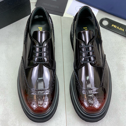 [홍콩명품,PRADA] 프라다 25SS 로고 레더 가죽 정장 구두 (그라데이션-브라운), SE4871, S2, 명품스니커즈,운동화,구두,로퍼,하이탑,신발