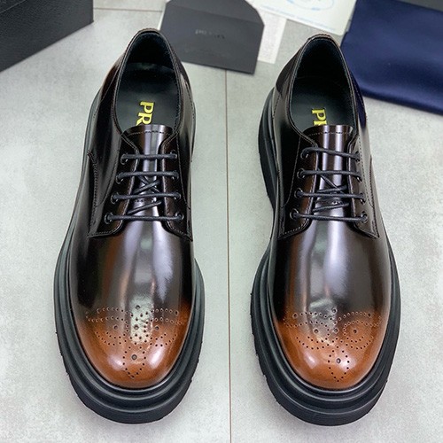 [홍콩명품,PRADA] 프라다 25SS 로고 레더 가죽 정장 구두 (그라데이션-브라운), SE4875, S2, 명품스니커즈,운동화,구두,로퍼,하이탑,신발