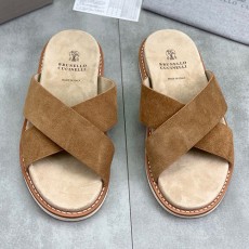 [홍콩명품.Brunello Cucinelli ] 브루넬로 쿠치넬리 25SS 로고 레더 가죽 샌들 슬리퍼 (3컬러), SE4885, S2, 명품스니커즈,운동화,구두,로퍼,하이탑,신발