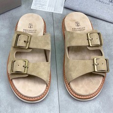 [홍콩명품.Brunello Cucinelli ] 브루넬로 쿠치넬리 25SS 로고 레더 가죽 샌들 슬리퍼 (3컬러), SE4886, S2, 명품스니커즈,운동화,구두,로퍼,하이탑,신발
