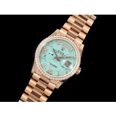 [홍콩명품. ROLEX] 로렉스 롤렉스 데이데이트 36mm 로즈골드 다이아몬드 베젤 Turquoise 다이얼