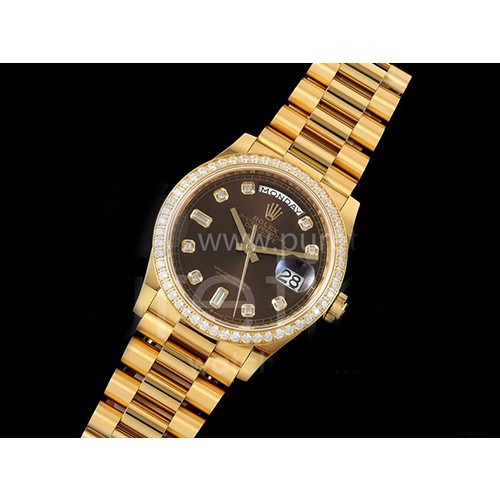 [홍콩명품. ROLEX] 로렉스 롤렉스 데이데이트 36mm 옐로우골드 다이아몬드 베젤 브라운 다이얼
