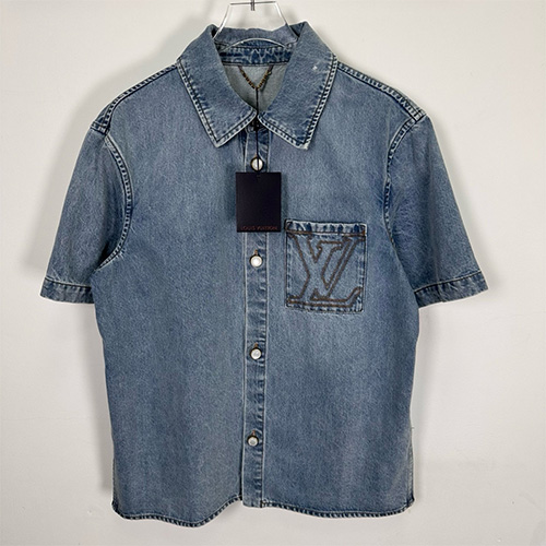 [홍콩명품.LOUIS VUITTON] 루이비통 25SS 로고 데님 반팔 남방 셔츠, BM21020, JU, 홍콩명품의류,구매대행,온라인명품