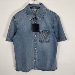 [홍콩명품.LOUIS VUITTON] 루이비통 25SS 로고 데님 반팔 남방 셔츠, BM21020, JU, 홍콩명품의류,구매대행,온라인명품