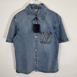 [홍콩명품.LOUIS VUITTON] 루이비통 25SS 로고 데님 반팔 남방 셔츠, BM21020, JU, 홍콩명품의류,구매대행,온라인명품