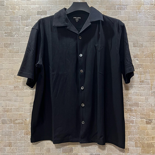[홍콩명품,PRADA] 프라다 25SS 삼각로고 반팔 남방 셔츠 (블랙), BM21041, JU, 홍콩명품의류,구매대행,온라인명품
