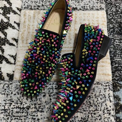 [홍콩명품.Christian Louboutin] 크리스챤루부탱 25SS 로고 레더 가죽 로퍼 구두 (블랙-컬러플 장식), SE5055, S3, 명품스니커즈,운동화,구두,로퍼,하이탑,신발