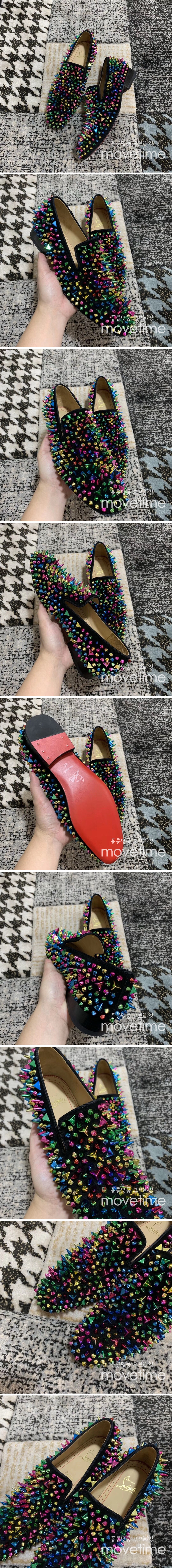 [홍콩명품.Christian Louboutin] 크리스챤루부탱 25SS 로고 레더 가죽 로퍼 구두 (블랙-컬러플 장식), SE5055, S3, 명품스니커즈,운동화,구두,로퍼,하이탑,신발