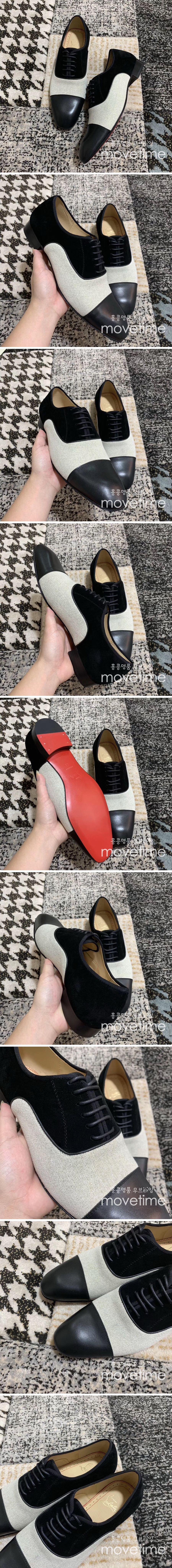 [홍콩명품.Christian Louboutin] 크리스챤루부탱 25SS 로고 레더 가죽 정장 구두 (블랙-베이지), SE5061, S3, 명품스니커즈,운동화,구두,로퍼,하이탑,신발