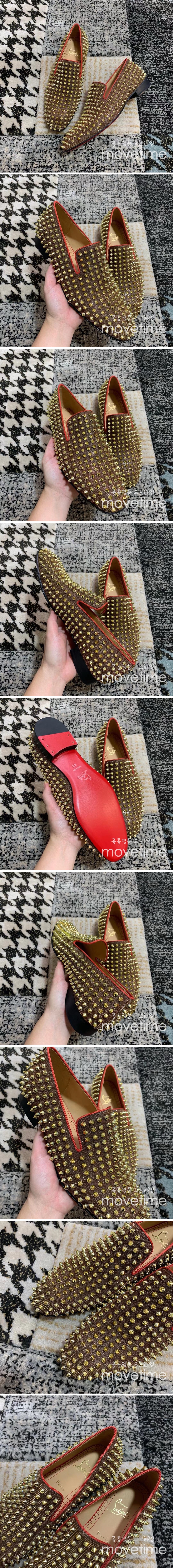 [홍콩명품.Christian Louboutin] 크리스챤루부탱 25SS 로고 레더 가죽 로퍼 구두 (브라운-골드 장식), SE5063, S3, 명품스니커즈,운동화,구두,로퍼,하이탑,신발