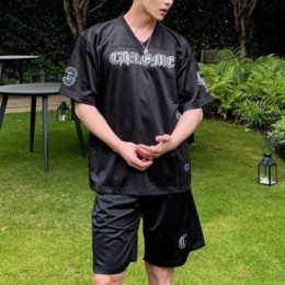 [가격문의][홍콩명품.Chrome Hearts] 크롬하츠 25SS 로고 유니폼 반팔 티셔츠 + 쇼츠 반바지 상하의 세트 (블랙), BM21051, JL, 홍콩명품의류,구매대행,온라인명품