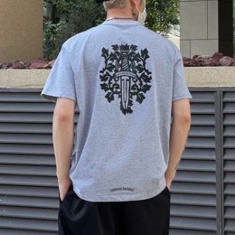 [가격문의][홍콩명품.Chrome Hearts] 크롬하츠 25SS 로고 프린트 반팔 티셔츠 (그레이), BM21052, JL, 홍콩명품의류,구매대행,온라인명품