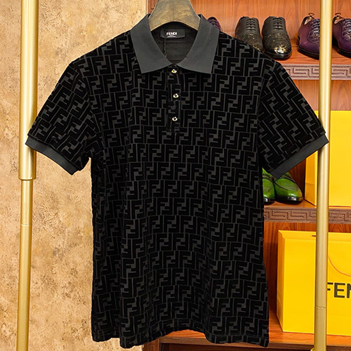 [가격문의][홍콩명품,FENDI] 펜디 25SS 로고 FF패턴 카라 폴로 반팔 티셔츠 (블랙), BM21059, S1F, 홍콩명품의류,구매대행,온라인명품