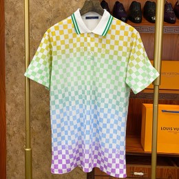 [가격문의][홍콩명품.LOUIS VUITTON] 루이비통 25SS 로고 다미에 그라데이션 카라 폴로 반팔 티셔츠 (화이트), BM21066, S1F, 홍콩명품의류,구매대행,온라인명품