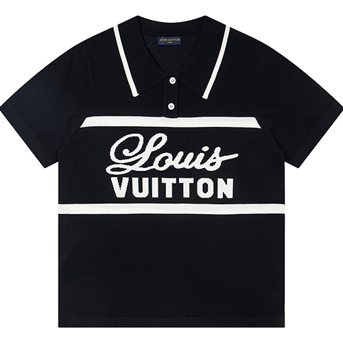 [가격문의][홍콩명품.LOUIS VUITTON] 루이비통 25SS 로고 카라 폴로 니트 반팔 티셔츠 (블랙), BM21078, S1F, 홍콩명품의류,구매대행,온라인명품