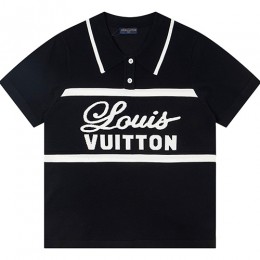 [가격문의][홍콩명품.LOUIS VUITTON] 루이비통 25SS 로고 카라 폴로 니트 반팔 티셔츠 (블랙), BM21078, S1F, 홍콩명품의류,구매대행,온라인명품