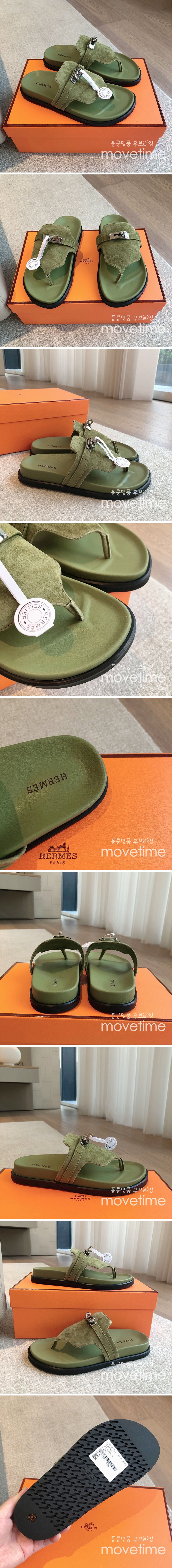 [홍콩명품.Hermes] 에르메스 25SS 로고 여성 ECLAIR 에클레어 샌들 슬리퍼 (카키), SE5102, GHS, 명품스니커즈,운동화,구두,로퍼,하이탑,신발