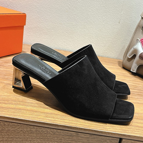 [홍콩명품.Hermes] 에르메스 25SS 로고 여성 ECLAIR 에클레어 굽 샌들 슬리퍼 (블랙), SE5108, GHS, 명품스니커즈,운동화,구두,로퍼,하이탑,신발