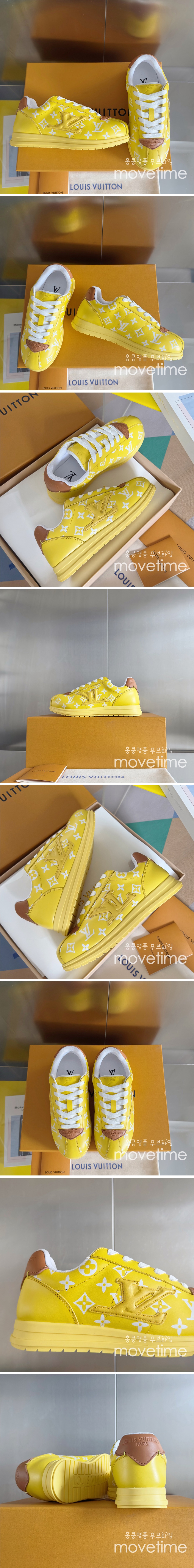 [홍콩명품.LOUIS VUITTON] 루이비통 25SS 로고 남여 모노그램 레더 가죽 스니커즈 운동화 (노랑), SE5185, S4W, 명품스니커즈,운동화,구두,로퍼,하이탑,신발