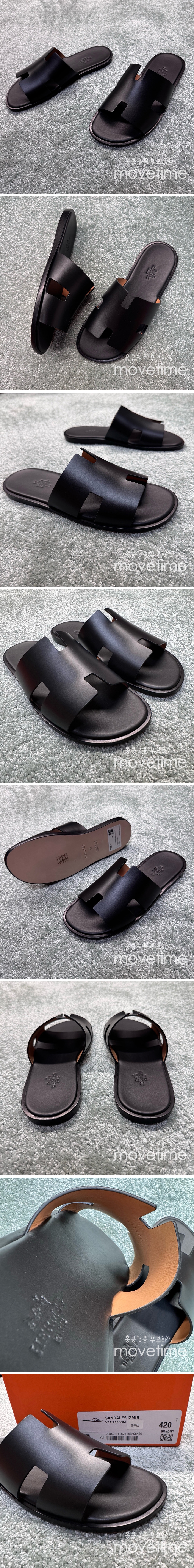 [홍콩명품.Hermes] 에르메스 25SS 로고 남여 이즈미르 레더 가죽 슬리퍼 (블랙), SE5250, GHS, 명품스니커즈,운동화,구두,로퍼,하이탑,신발