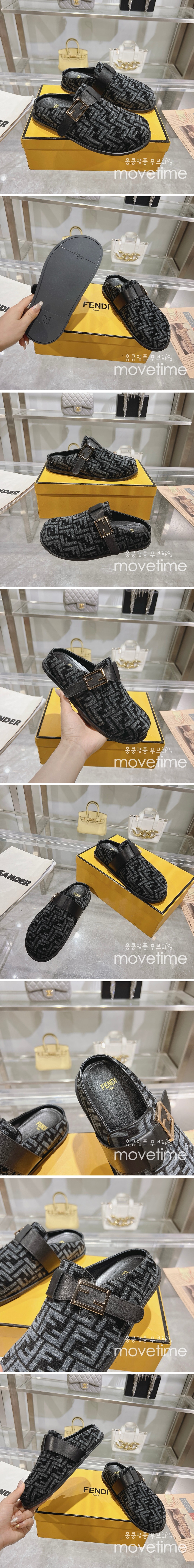 [홍콩명품,FENDI] 펜디 25SS 로고 남여 FF패턴 레더 가죽 샌들 슬리퍼 (블랙), SE5273, GHS, 명품스니커즈,운동화,구두,로퍼,하이탑,신발