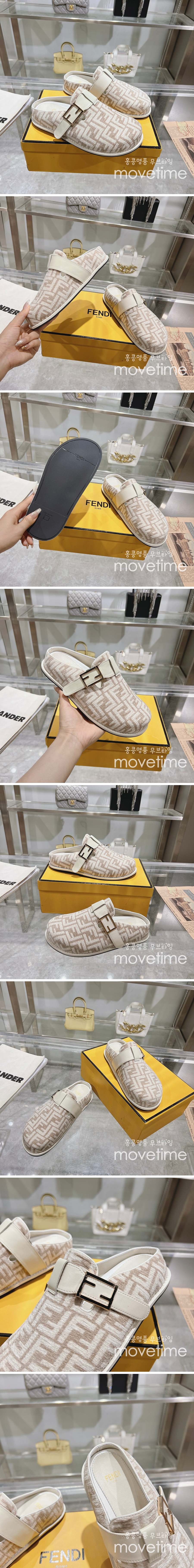 [홍콩명품,FENDI] 펜디 25SS 로고 남여 FF패턴 레더 가죽 샌들 슬리퍼 (베이지), SE5274, GHS, 명품스니커즈,운동화,구두,로퍼,하이탑,신발