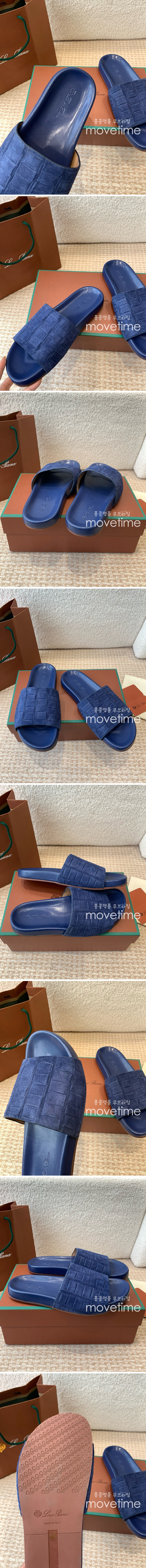 [홍콩명품.Loro Piana] 로로피아나 25SS 로고 남여 레더 가죽 샌들 슬리퍼 (블루), SE5292, GHS, 명품스니커즈,운동화,구두,로퍼,하이탑,신발