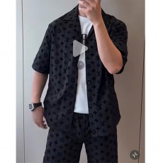 [명품레플리카.LOUIS VUITTON] 루이비통 25SS 로고 모노그램 반팔 남방 셔츠 + 쇼츠 반바지 상하의 세트 (다크그레이), BM21171, JU, 홍콩명품의류,구매대행,온라인명품