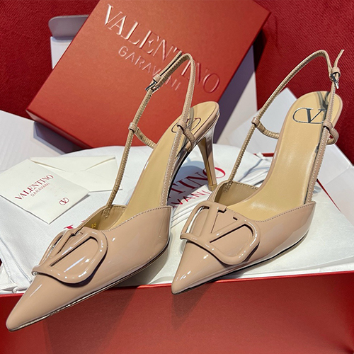 [명품레플리카.Valentino] 발렌티노 25SS 로고 여성 레더 가죽 8cm 힐 구두 샌들 (핑크), SE5304, GHS, 명품스니커즈,운동화,구두,로퍼,하이탑,신발