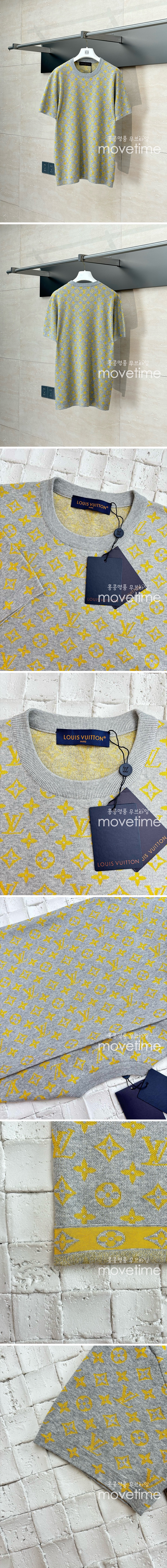[홍콩명품.LOUIS VUITTON] 루이비통 25SS 로고 모노그램 니트 반팔 티셔츠 (그레이), BM21265, JU, 홍콩명품의류,구매대행,온라인명품