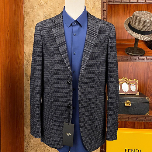 [홍콩명품,FENDI] 펜디 25SS 로고 FF패턴 울 정장 수트 자켓 (그레이), BM21283, S1F, 명품레플리카,미러급,온라인쇼핑몰사이트
