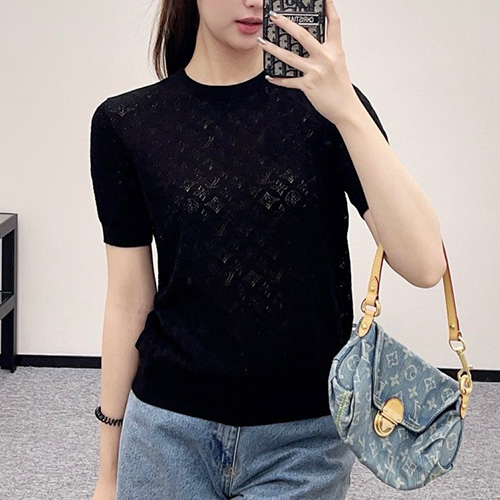 [홍콩명품.LOUIS VUITTON] 루이비통 25SS 로고 여성 모노그램 시스루 반팔 티셔츠 (2컬러), BM21344, TBG, 명품레플리카,미러급,온라인쇼핑몰사이트