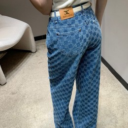 [홍콩명품.CELINE] 셀린느 25SS 로고 패턴 여성 오버핏 데님 팬츠 진 청바지, BM21364, TBG, 명품레플리카,미러급,온라인쇼핑몰사이트