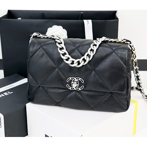 [홍콩명품.CHANEL] 샤넬 25SS 로고 레더 가죽 19 BAG 크로스백 (블랙-30cm), BGM4884, BDA, 홍콩명품가방,명품쇼핑몰,크로스백,핸드백,구매대행