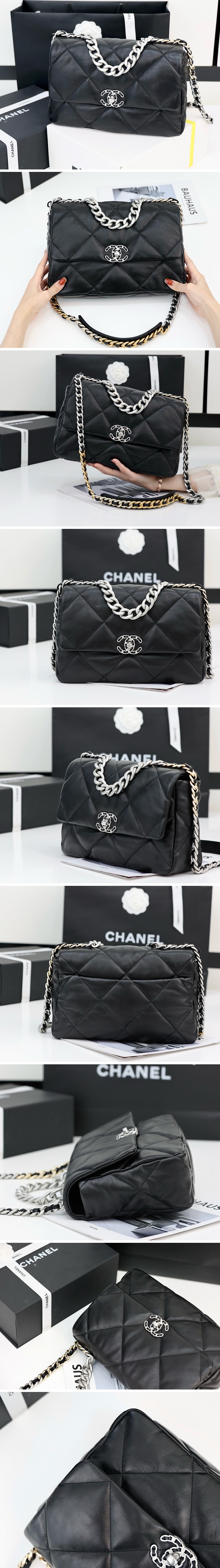[홍콩명품.CHANEL] 샤넬 25SS 로고 레더 가죽 19 BAG 크로스백 (블랙-30cm), BGM4884, BDA, 홍콩명품가방,명품쇼핑몰,크로스백,핸드백,구매대행