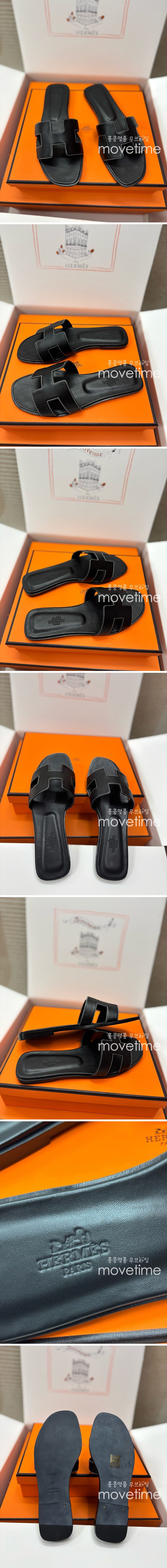 [홍콩명품.Hermes] 에르메스 25SS 로고 여성 레더 가죽 샌들 슬리퍼 (블랙), SE5326, H3, 명품스니커즈,운동화,구두,로퍼,하이탑,신발