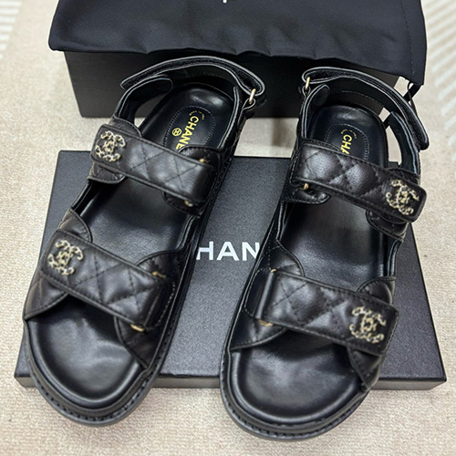 [홍콩명품.CHANEL] 샤넬 25SS 로고 여성 레더 가죽 슬리퍼 샌들 (블랙-금장), SE5333, H3, 명품스니커즈,운동화,구두,로퍼,하이탑,신발