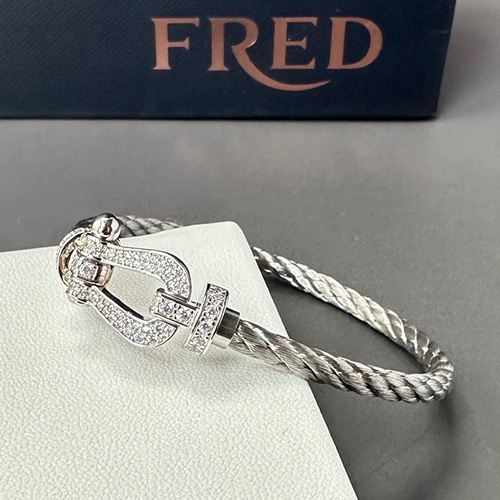 [홍콩명품.FRED] 프레드 25SS 로고 925실버 팔찌 (3스트랩), ET3058, BUBU, 홍콩명품의류,구매대행,온라인명품