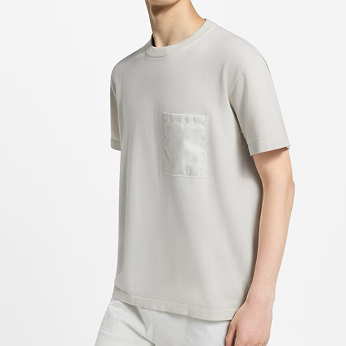 [홍콩명품.LOUIS VUITTON] 루이비통 25SS 로고 모노그램 니트 반팔 티셔츠 (화이트), BM21691, JU, 레플리카의류,미러급사이트