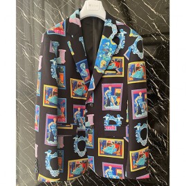 [홍콩명품.VERSACE] 베르사체 25SS 로고 그래픽 패턴 정장 수트 자켓 (블랙), BM21753, SAM, 레플리카의류,미러급사이트