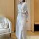 [가격문의][홍콩명품.LOUIS VUITTON] 루이비통 25SS 로고 여성 블라우스 셔츠 + 롱 스커트 상하의 세트 (그레이), BM21811, COCO, 레플리카의류,미러급사이트