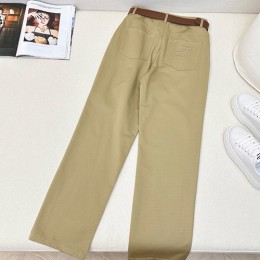 [홍콩명품,MIU MIU] 미우미우 25SS 로고 여성 오버핏 팬츠 바지 (베이지), BM21825, COCO, 레플리카의류,미러급사이트