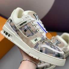 [홍콩명품.LOUIS VUITTON] 루이비통 25SS 로고 다미에 트레이너 스니커즈 운동화 (베이지), SE5341, PMD, 명품스니커즈,운동화,구두,로퍼,하이탑,신발