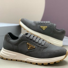 [홍콩명품,PRADA] 프라다 25SS 삼각로고 레더 가죽 스니커즈 운동화 (다크그레이), SE5343, PMD, 명품스니커즈,운동화,구두,로퍼,하이탑,신발