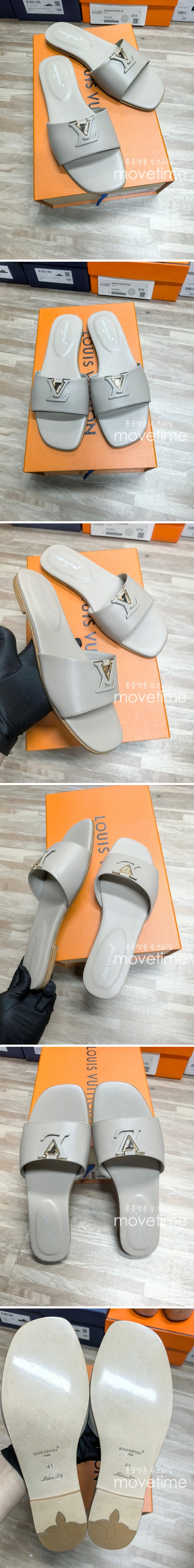 [홍콩명품.LOUIS VUITTON] 루이비통 25SS 로고 여성 레더 가죽 샌들 슬리퍼 (그레이), SE5406, ALW, 명품스니커즈,운동화,구두,로퍼,하이탑,신발