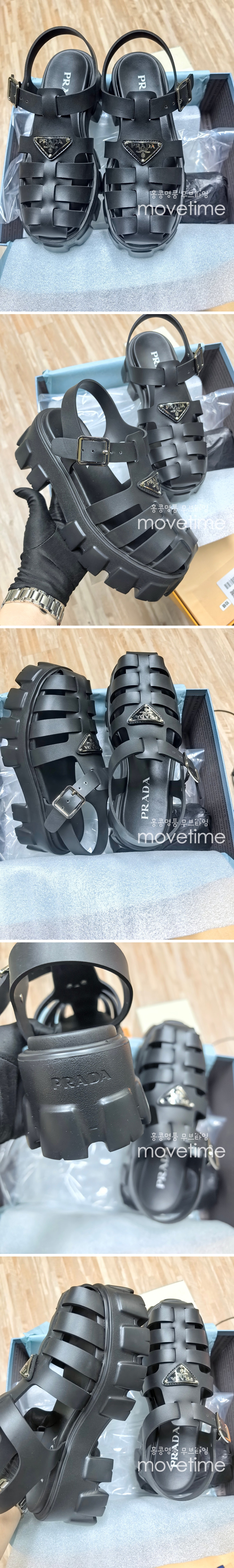 [홍콩명품,PRADA] 프라다 25SS 삼각로고 여성 레더 가죽 슬리퍼 샌들 (블랙), SE5409, ALW, 명품스니커즈,운동화,구두,로퍼,하이탑,신발