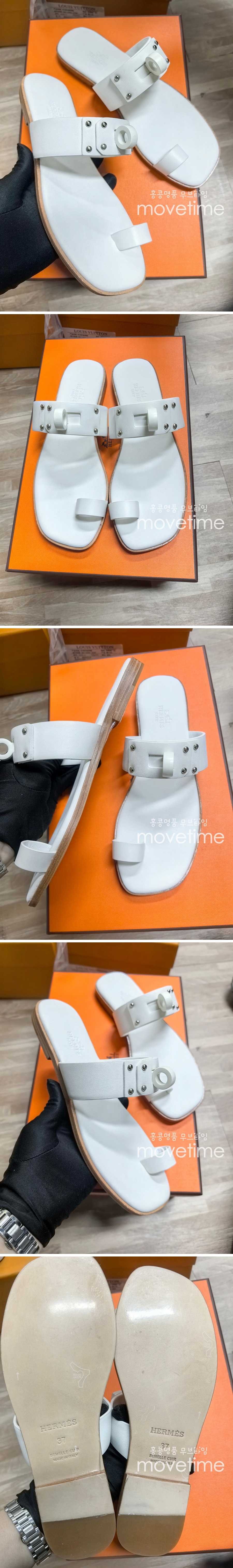 [홍콩명품.Hermes] 에르메스 25SS 로고 여성 레더 가죽 샌들 슬리퍼 (화이트), SE5410, ALW, 명품스니커즈,운동화,구두,로퍼,하이탑,신발