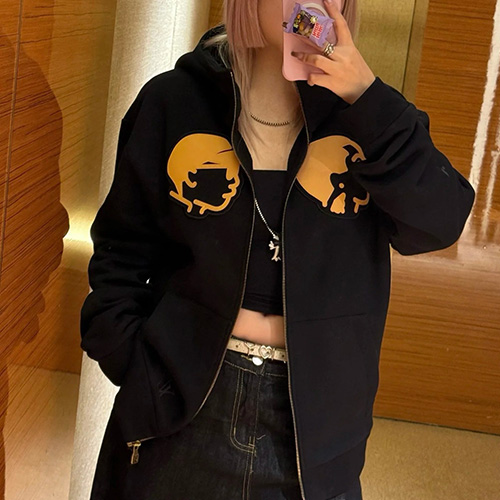 [홍콩명품.LOUIS VUITTON] 루이비통 25SS 로고 그래픽 후두 집업 자켓 (블랙), BM21839, KB, 레플리카의류,미러급사이트